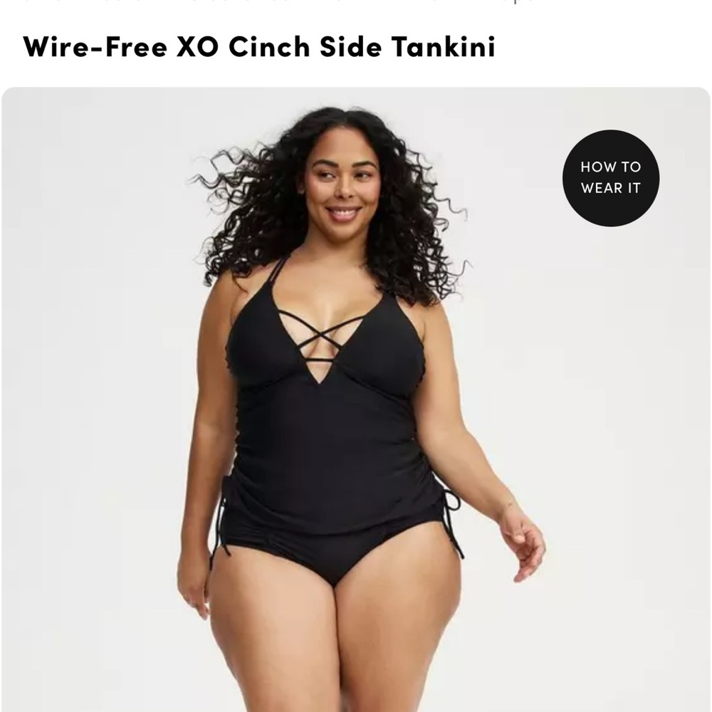EUC-Torrid Size 3 Black Wire-Free XO Cinch Side Tankini top - Picture 3 of 8